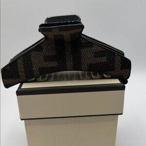 Upcycled Fendi Brown & Black FF Logo Hair Claw